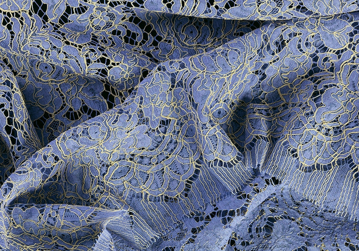 Magnificent Periwinkle Cotton Alençon Lace Fabric (Made in Italy)