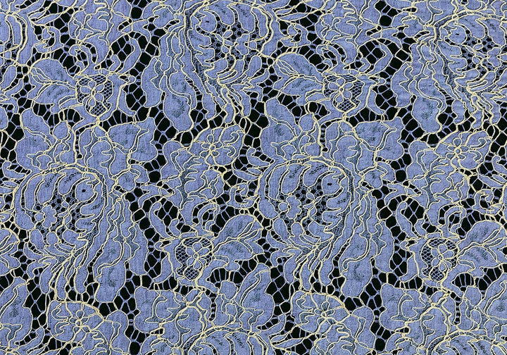 Magnificent Periwinkle Cotton Alençon Lace Fabric (Made in Italy)