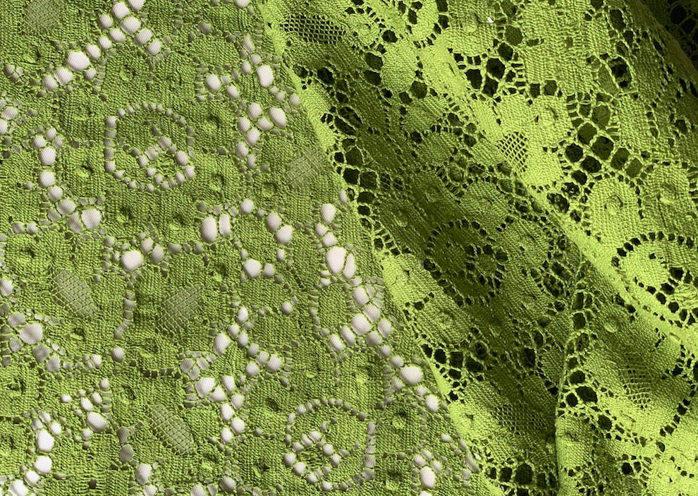 Lace, Cool Pear Green Cotton Guipure Lace Fabric (Made in Italy