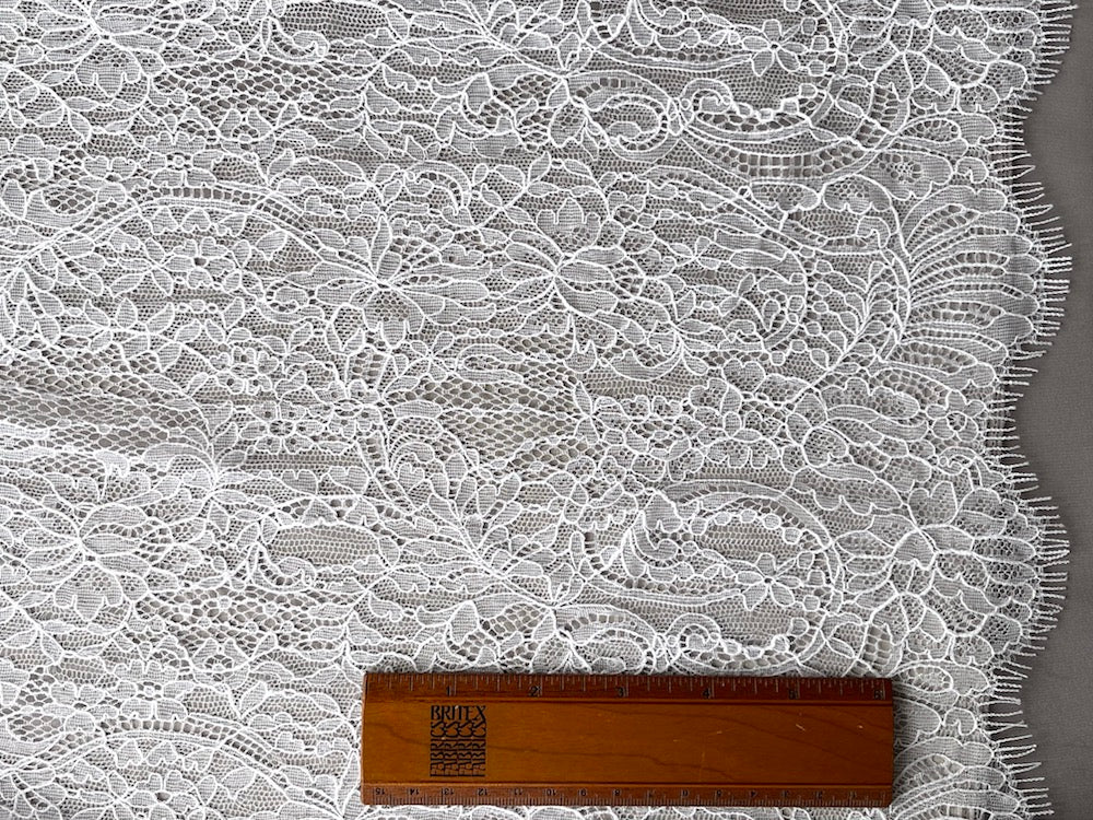 60 Floral Lace Fabric White, by the yard
