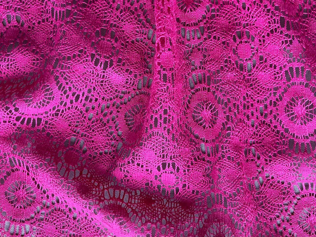 Lace fabric, Nanette Lepore Hot Pink Floral Geometric Cotton Blend