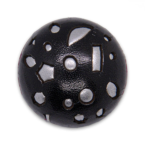 Domed Black & Silver Leather Button (Made in Italy)