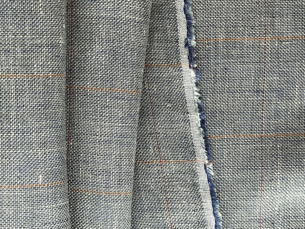 Handsome Grey & Blue Linen Suiting (Made in Italy)