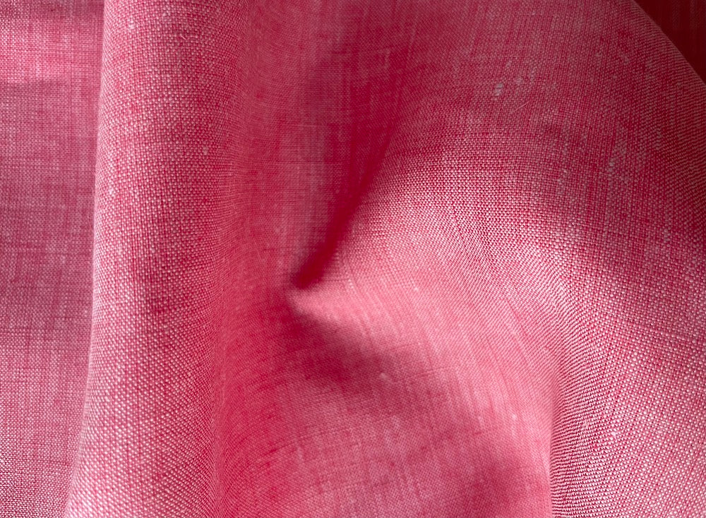 Mid-Weight Flamingo & White Cross-Weave Linen (Made in Poland)