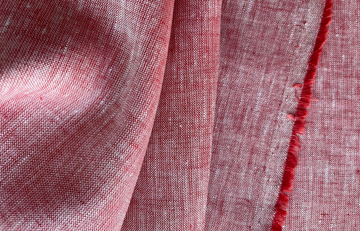 Mid-Weight Cadmium Red & White Cross-Weave Linen (Made in Poland)
