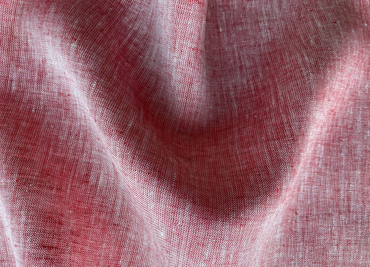 Mid-Weight Cadmium Red & White Cross-Weave Linen (Made in Poland)