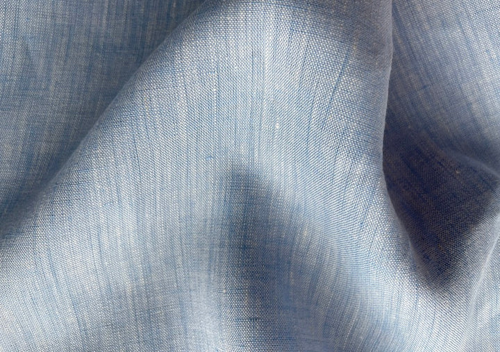 Light to Mid-Weight Summery Sky Blue & White Cross-Weave Linen (Made in Poland)