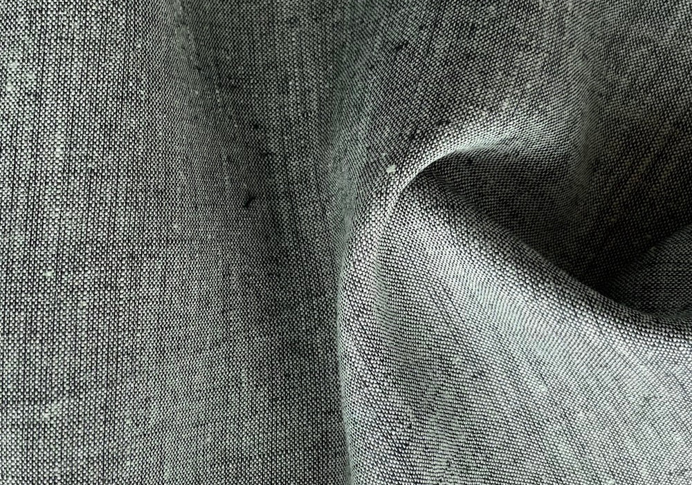 Mid-Weight Sage Green & Black Cross-Weave Linen (Made in Poland)