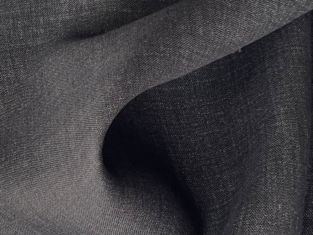 Mid-Weight Soft Black & Smoke Grey Cross-Weave Linen (Made in Poland)