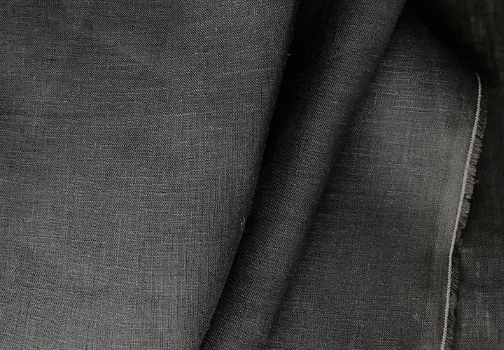 Semi-Sheer Jet Black Handkerchief Linen (Made in Ireland)