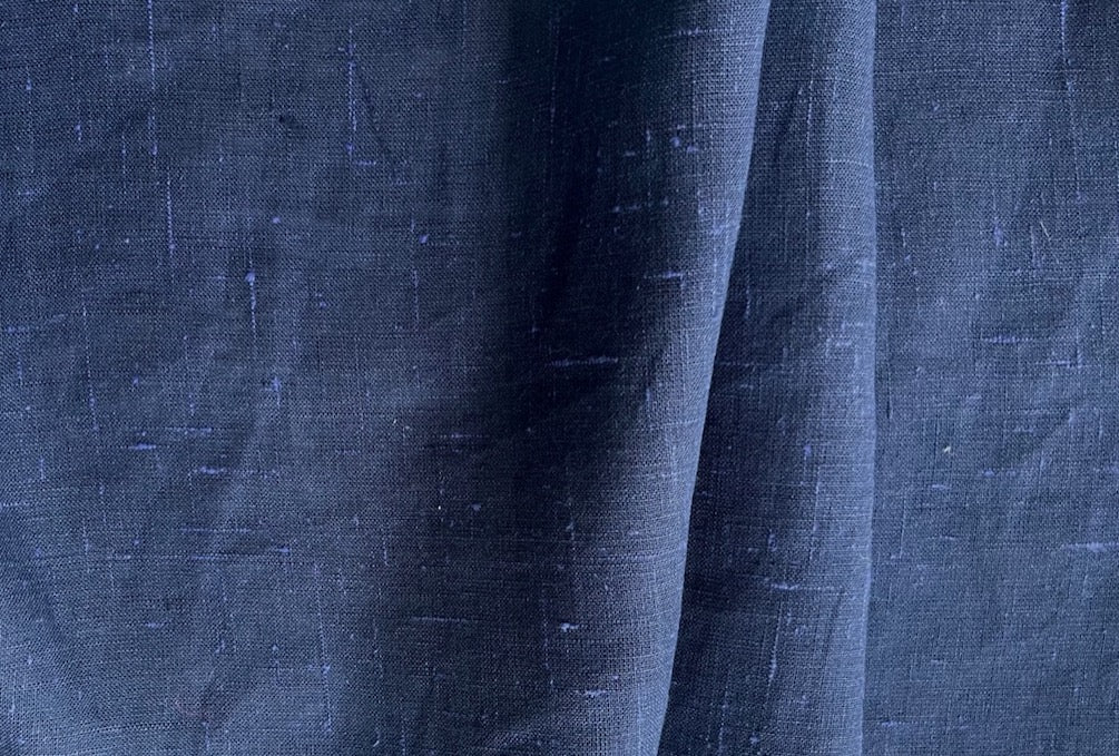 Semi-Sheer Indigo & Lavender Textured Linen (Made in Italy)