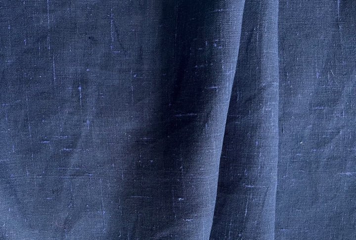 Semi-Sheer Indigo & Lavender Textured Linen (Made in Italy)