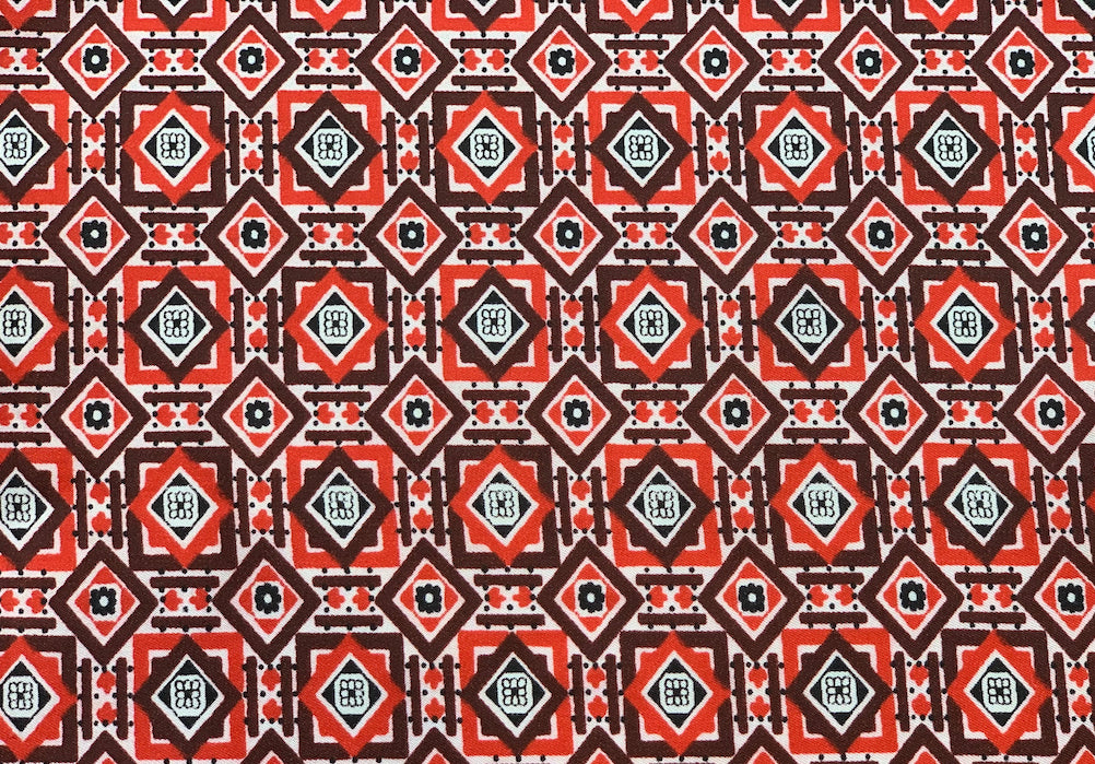 Mahogony & Red Geometric Squared Lining