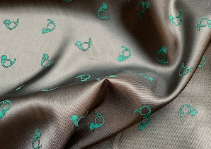 Green French Horns Viscose Twill Lining (Made in Italy)