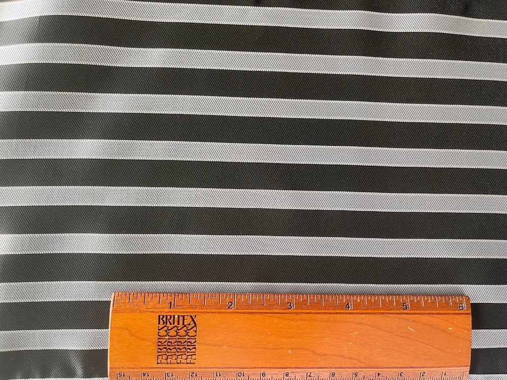 Silver & Black Striped Rayon Bemberg Lining (Made in Italy)