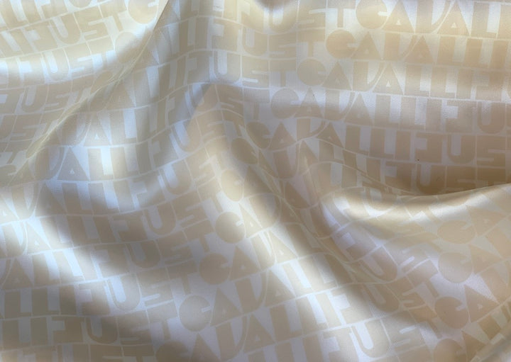 Ivory Just Cavalli  Jacquard Viscose Lining (Made in Italy)