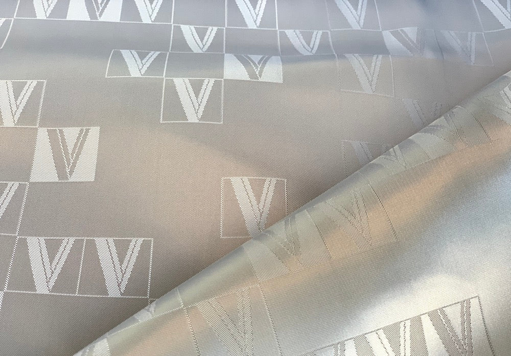 Pearl Grey Valentino "V" Insignia Jacquard Rayon Bemberg Lining (Made in Italy)