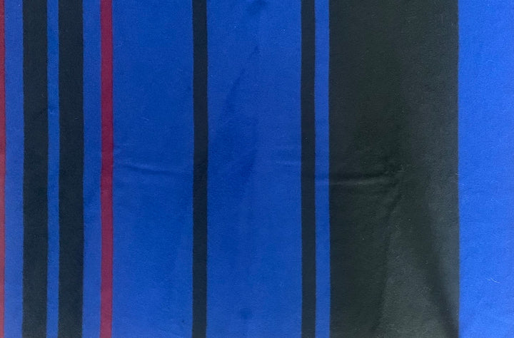 43" Panel - Reversible Striped Cobalt, Wine & Black Melton Wool Coating (Made in Italy)