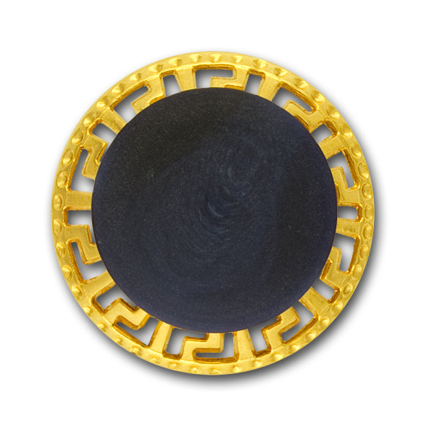 Raised Navy Blue Blue & Gold Metal Button