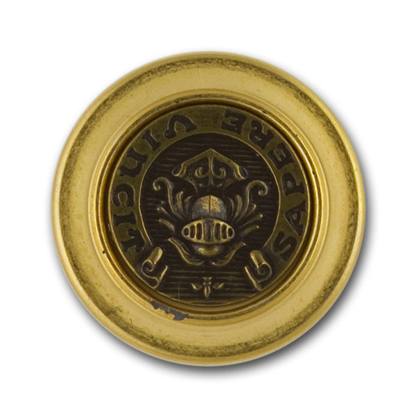Sapere Vincit Crest Gold Metal Button