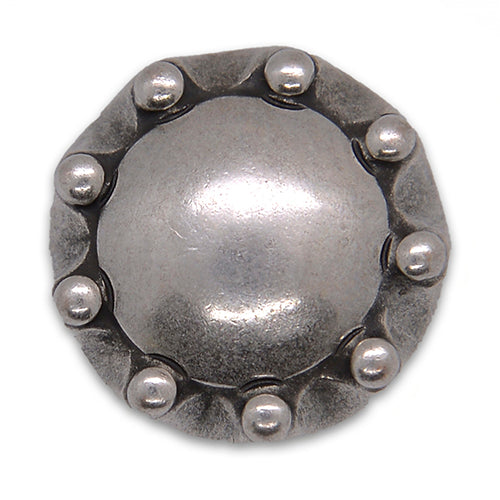 Domed & Rimmed Silver Metal Button (Made in Italy)