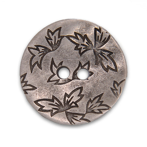 Falling Leaves Silver Metal Button (Made in Italy)