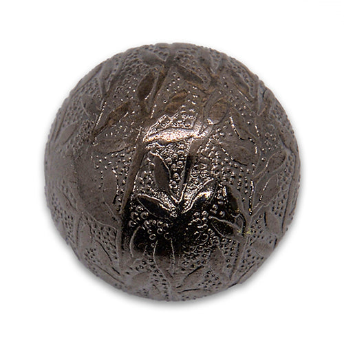 Domed Foilage Silver Metal Button (Made in Spain)
