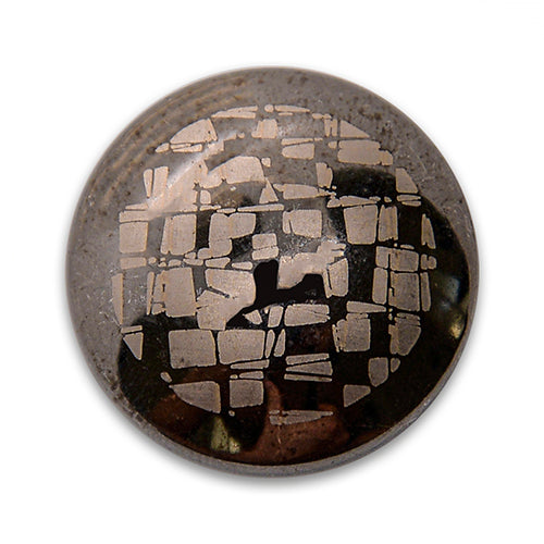 Domed Geometric Etching Silver Metal Button (Made in Italy)