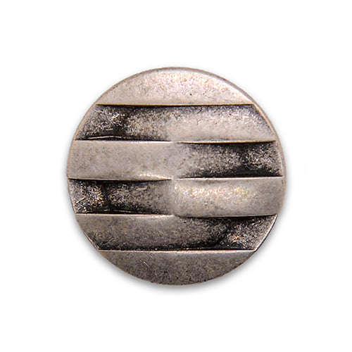 Basketweave Antique Silver Metal Button (Made in Germany)