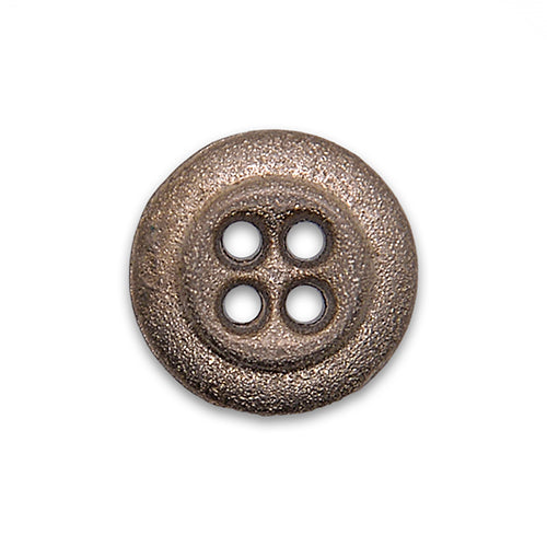 9/16" Glittery Rimmed Silver Metal Button (Made in Italy)