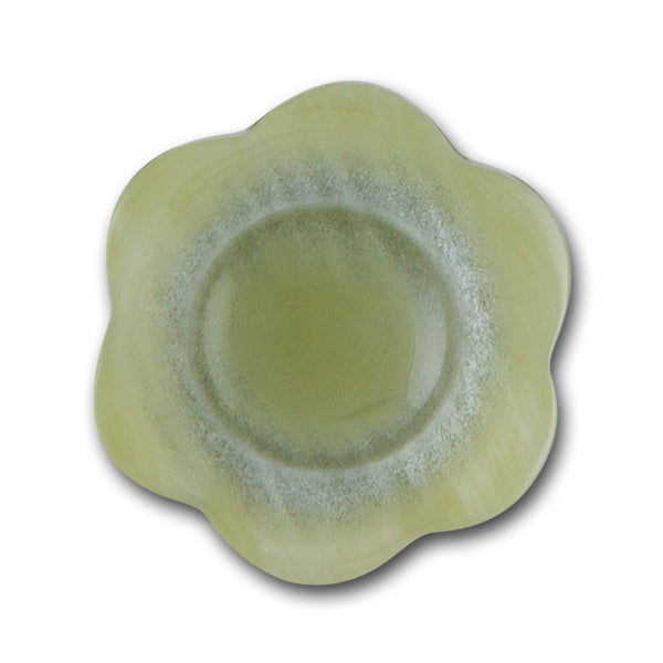 Pearlized Pale Leaf Green Flower Plastic Button