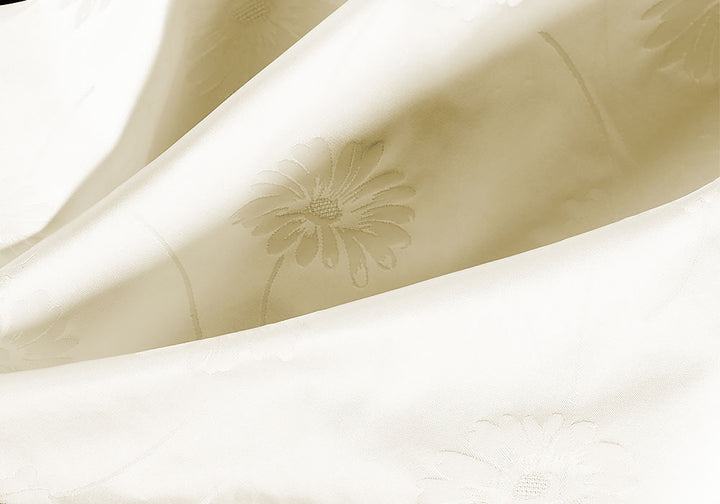 Ivory Tone-on-Tone Sunflower Polyester Taffeta