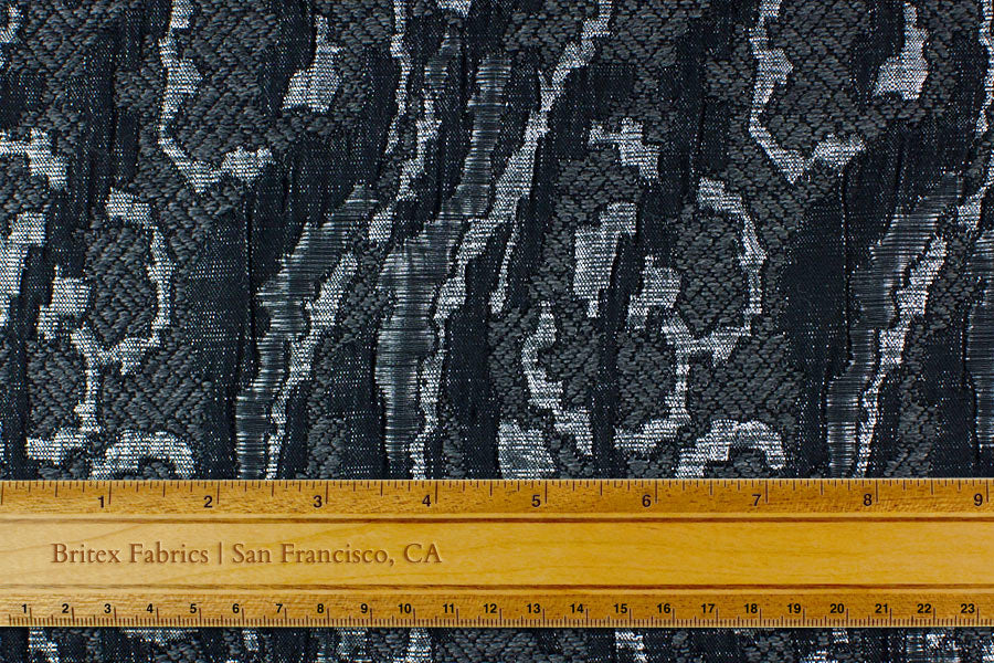 Chic Shades of Metallic Smoke Embroidered Brocade (Made in Italy)