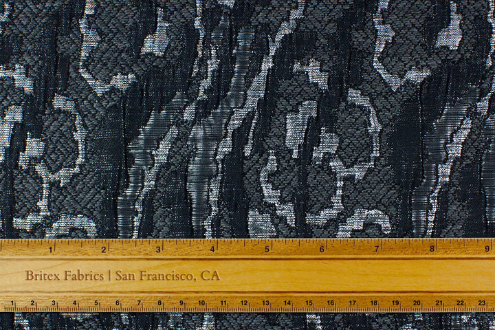 Chic Shades of Metallic Smoke Embroidered Brocade (Made in Italy)