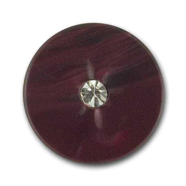 Pearlized Wine Rhinestone & Plastic Button (Made in Italy)
