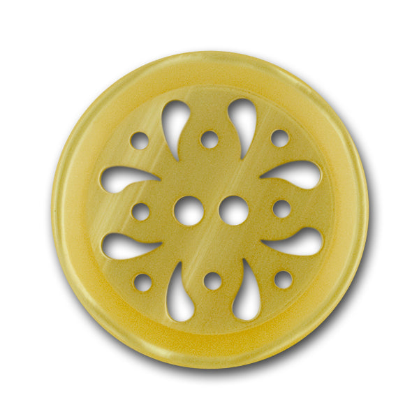 Yellow Paisley Plastic Button