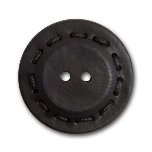 Faux Leather Black Plastic Button