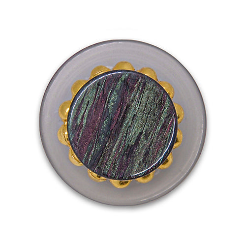 Green Irridescent & Clear Plastic Button