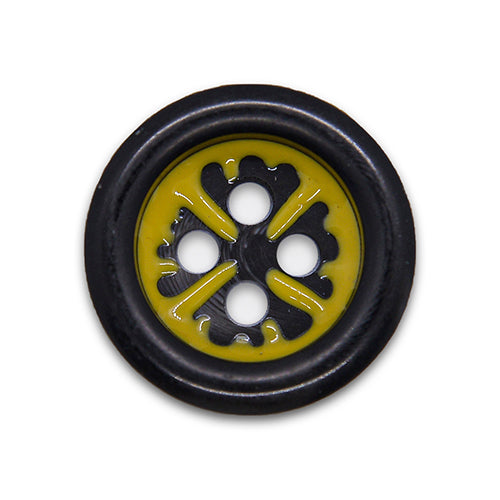 1 1/8" 4-Hole Turmeric Splatter Plastic Button