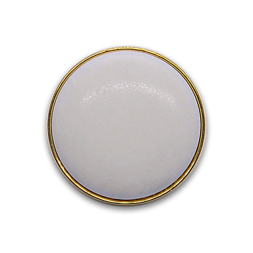 Gently Domed White & Gold Plastic Button