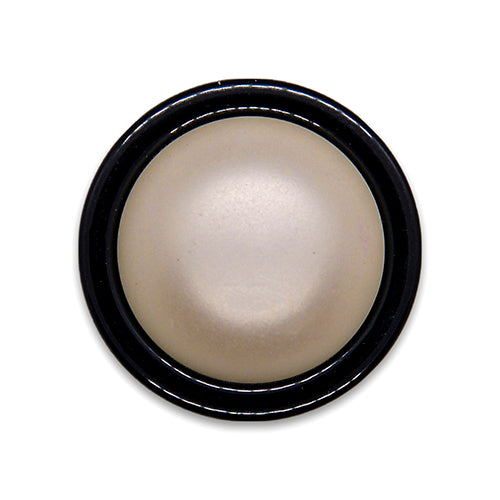 Domed Black Rimmed Off-White Plastic Button
