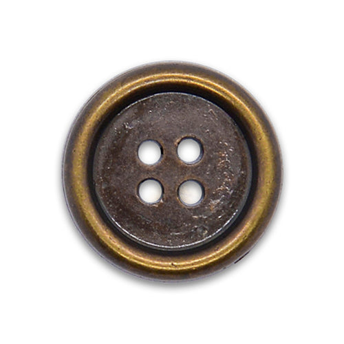 9/16" 4-Hole Bittersweet & Antique Gold Plastic Button