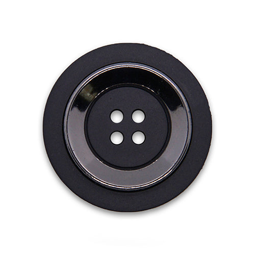 4-Hole Black & Silver Plastic Button