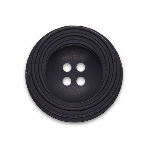 4-Hole Spiraled Rim Black Plastic Button