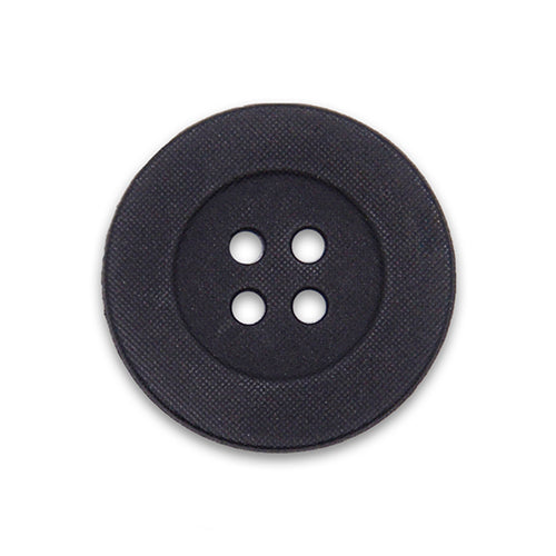 4-Hole Mock Fabric Black Plastic Button
