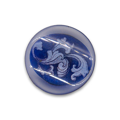 Delft Blue Swirling Leaves Plastic Button (Made in Italy)