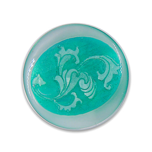 Deep Sea Foam Swirling Leaves Plastic Button (Made in Italy)