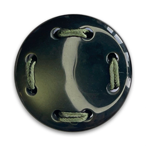 Threaded Olive & Seaweed Plastic Button (Made in Spain)