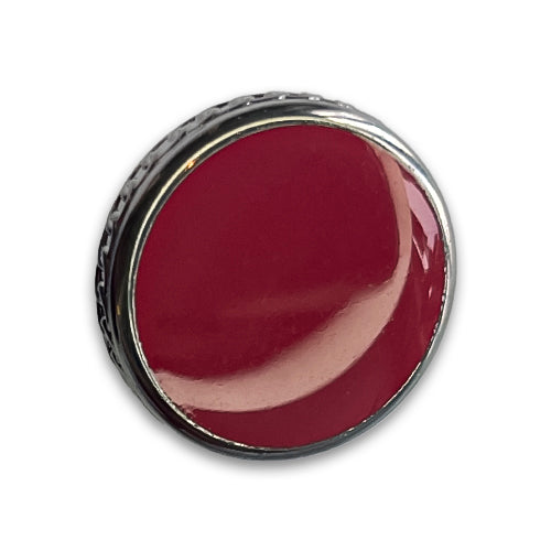 Silver-Rimmed Garnet Plastic Button (Made in Spain)