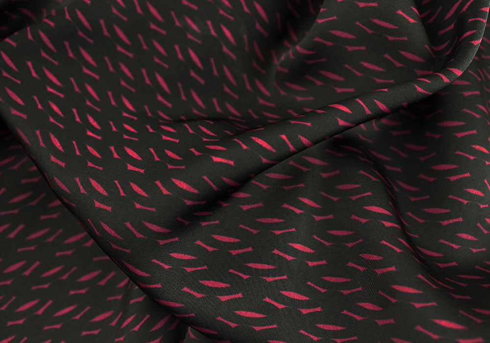 Fuchsia Geometric Nightscape Polyester (Made in Italy)
